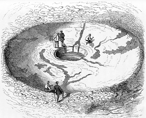 Winkler illustration of Geysir basin, larger version.
