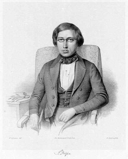 Lithograph portrait of Salomon Drejer, larger version.