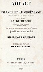 Title page of Gaimard expedition's report, small version.