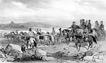 Lithograph of expedition party, small version.