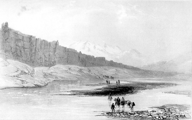 Lithograph of Þingvellir in 1836, larger version.