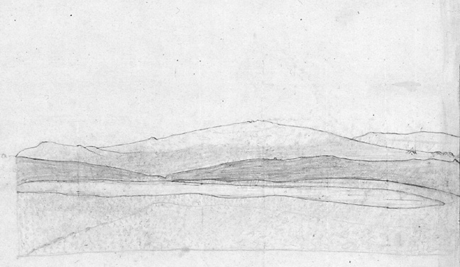 Jónas's sketch of Mount Broadshield, larger version.