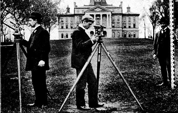 Image of STUDENTS PRACTICING SURVEYING