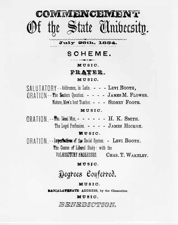 Image of 1854 UW Commencement Program