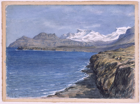 Color painting of Fróðá parish, larger version.
