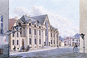 Color etching of Copenhagen University, small version.