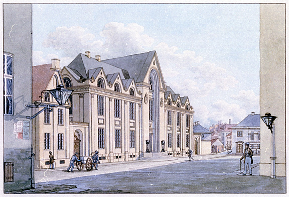 Color etching of Copenhagen University, larger version.