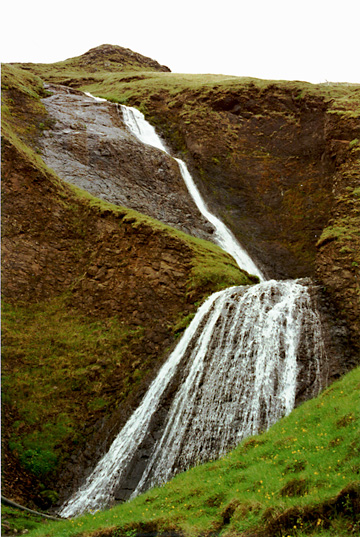 Color photo of waterfall, larger version.
