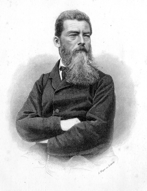 Greyscale portrait of Feuerbach, larger version.
