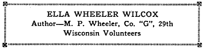 ELLA WHEELER WILCOX by M. P. Wheeler, Co. 